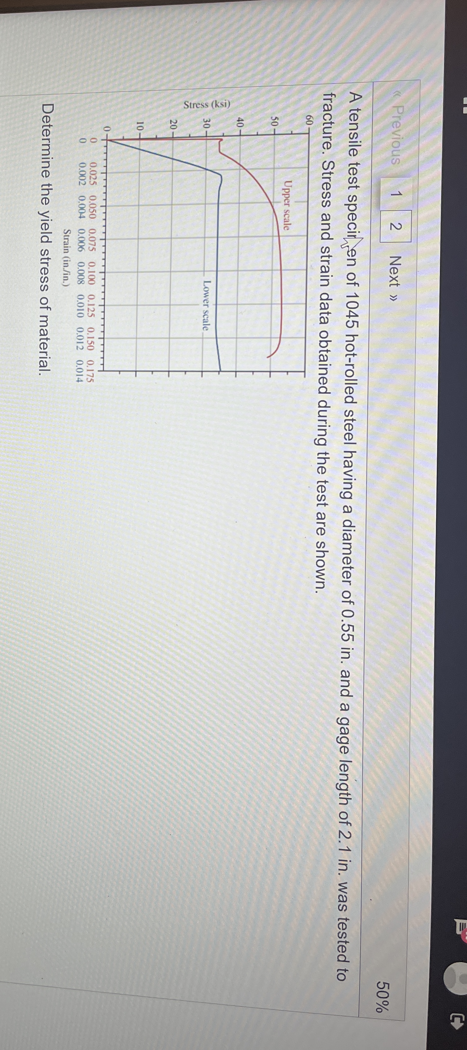 Previous 1 2 Next 5 0 % A tensile test specinen