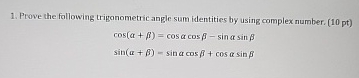 Prove the following trigonometric angle sum