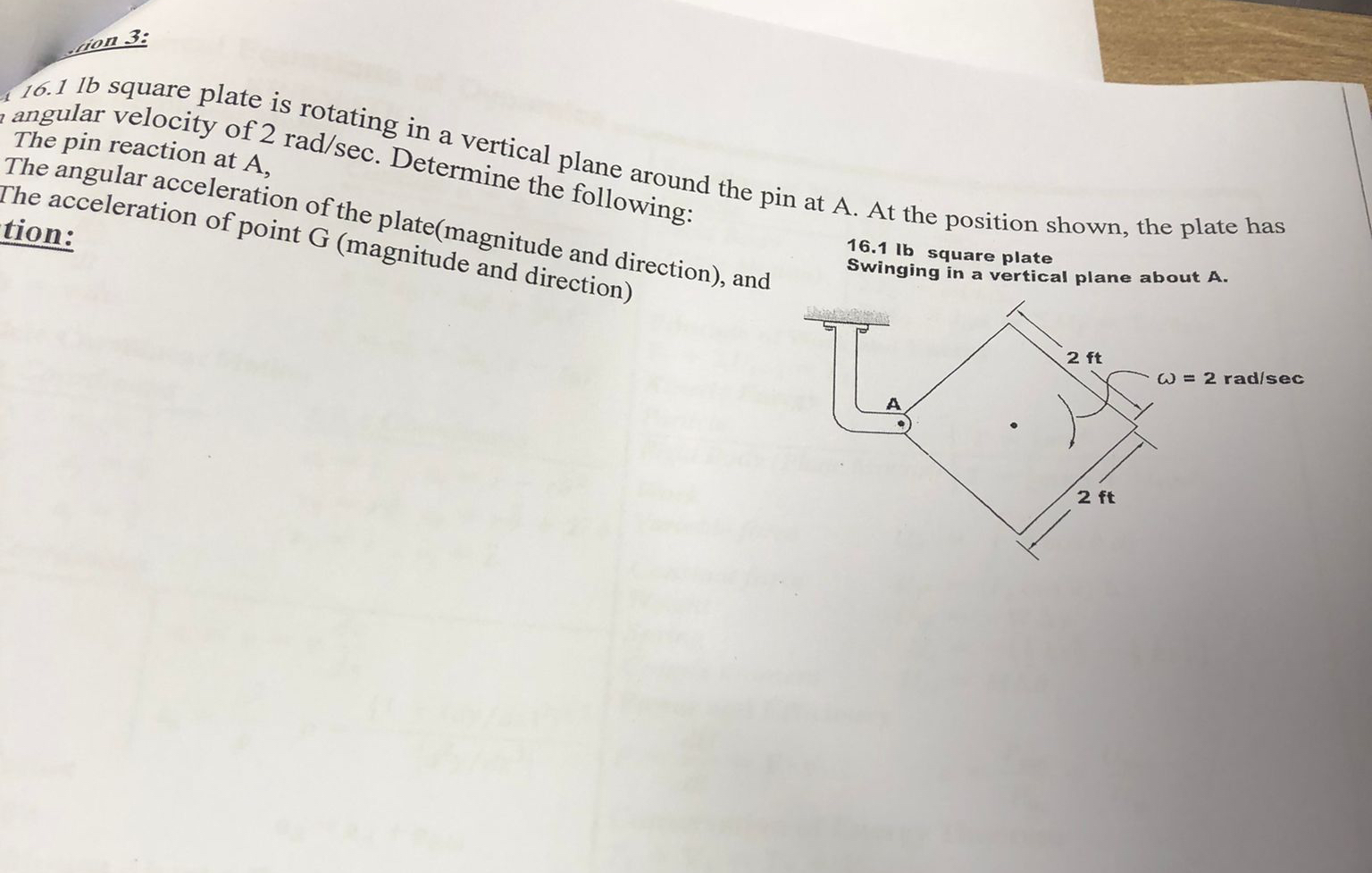 ion 3 : angular velocity of 2 The pin reaction at