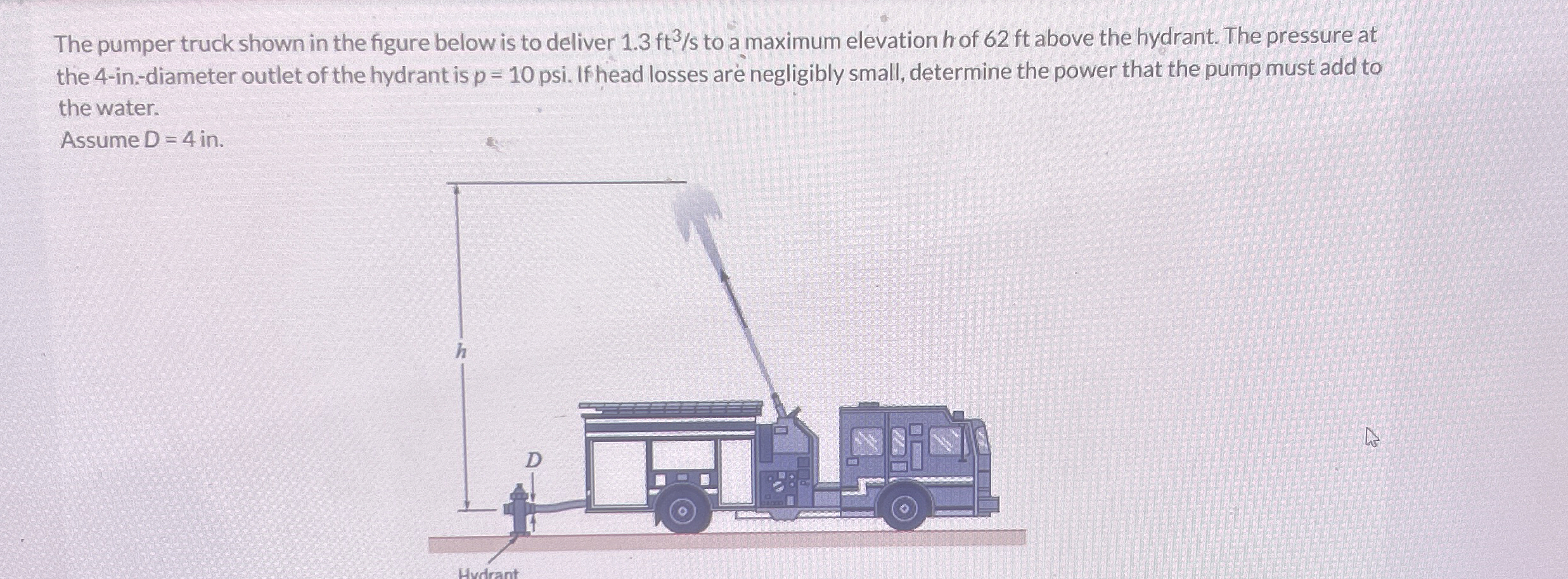 The pumper truck shown in the figure below is to