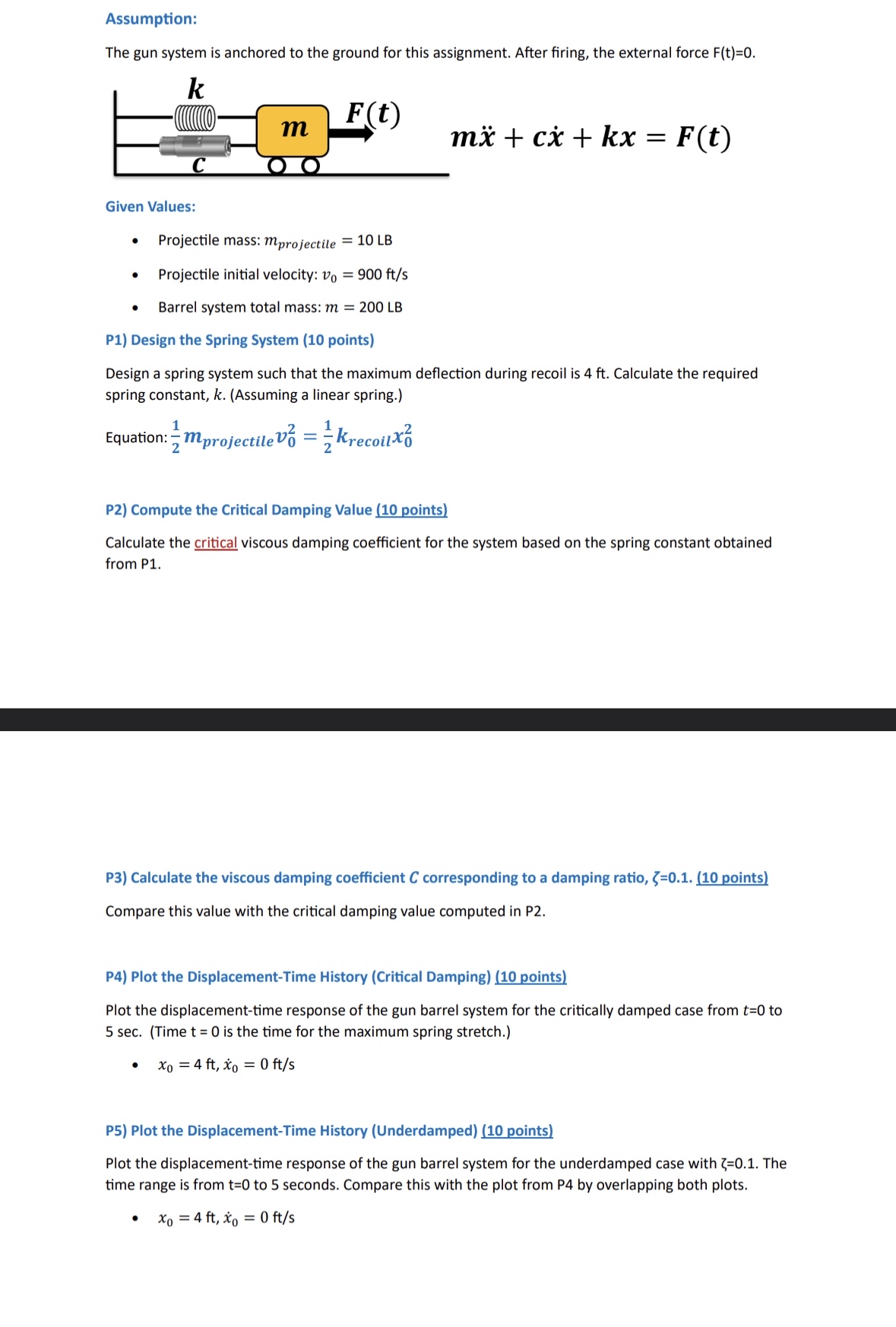 Assumption: The gun system is anchored to the