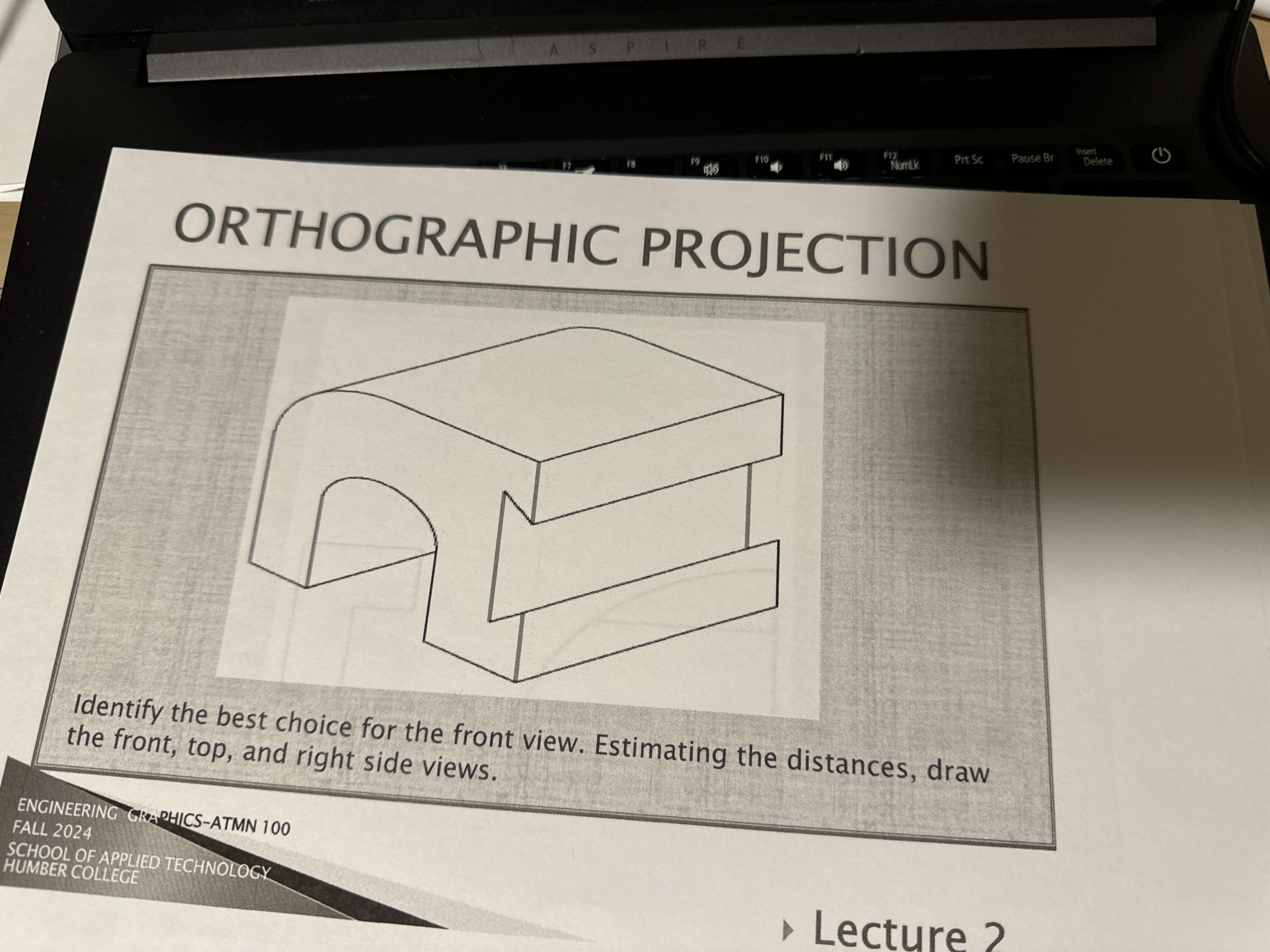 ORTHOGRAPHIC PROJECTION Identify the best choice