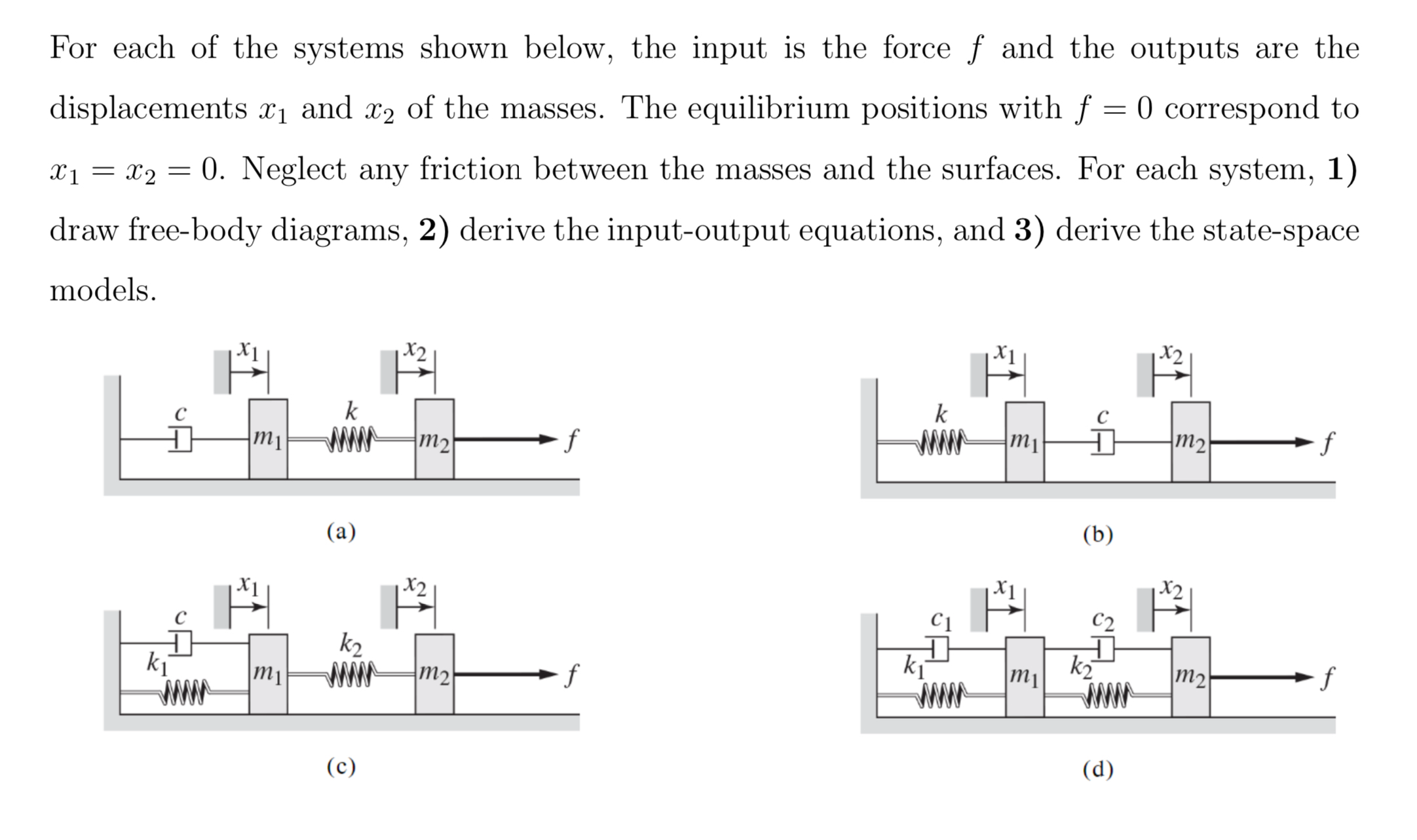 For each of the systems shown below, the input is