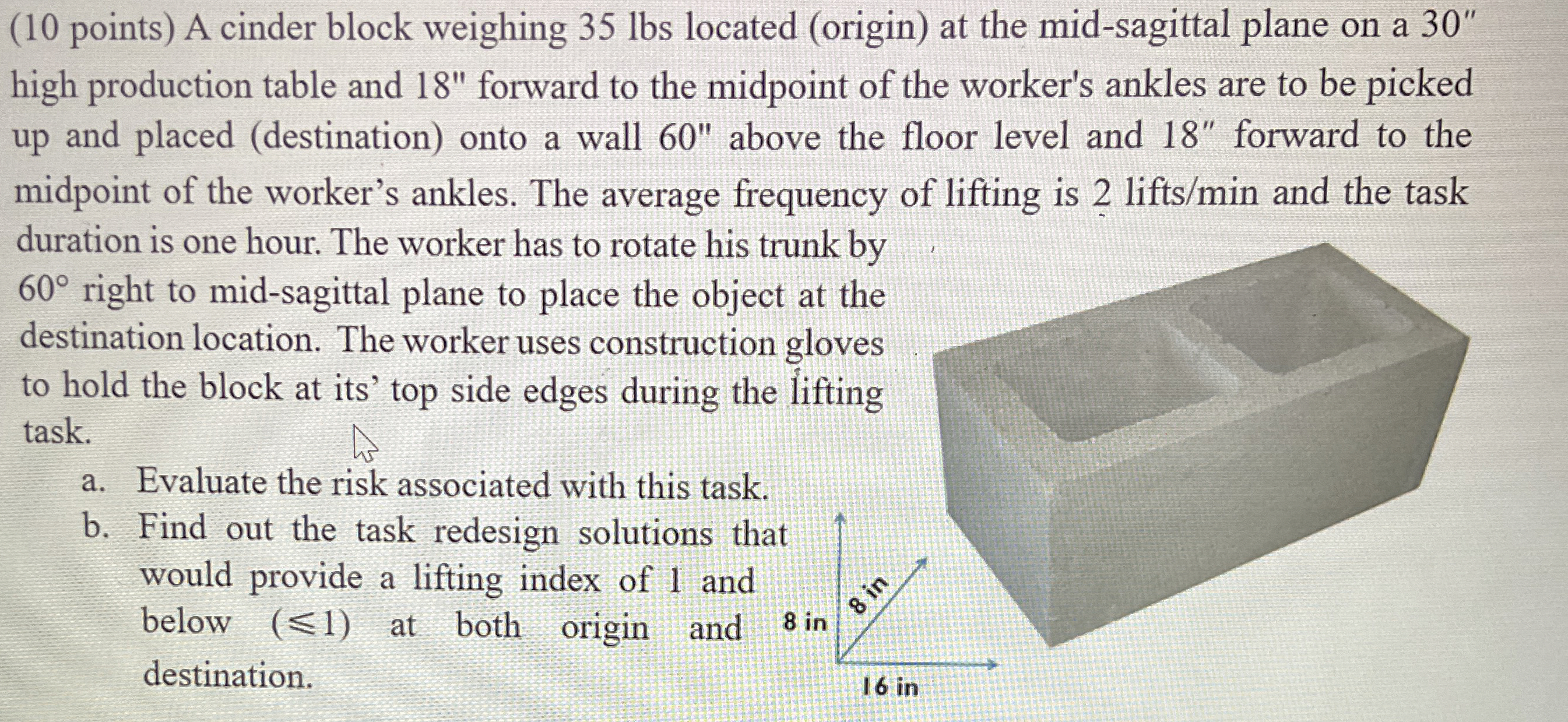 A cinder block weighing 3 5 lbs located ( origin