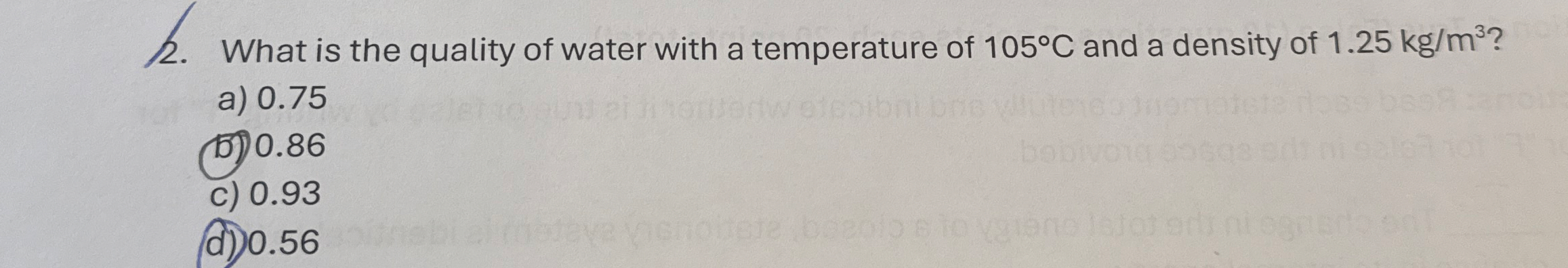 What is the quality of water with a temperature