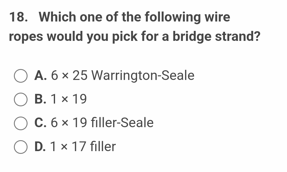 Which one of the following wire ropes would you