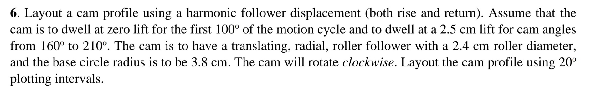 Layout a cam profile using a harmonic follower