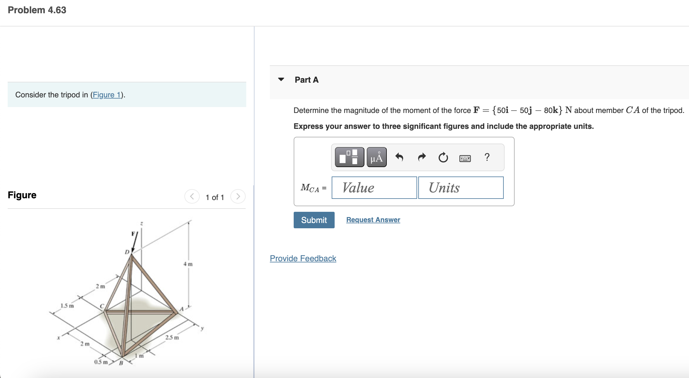 Problem 4 . 6 3 Consider the tripod in ( Figure 1