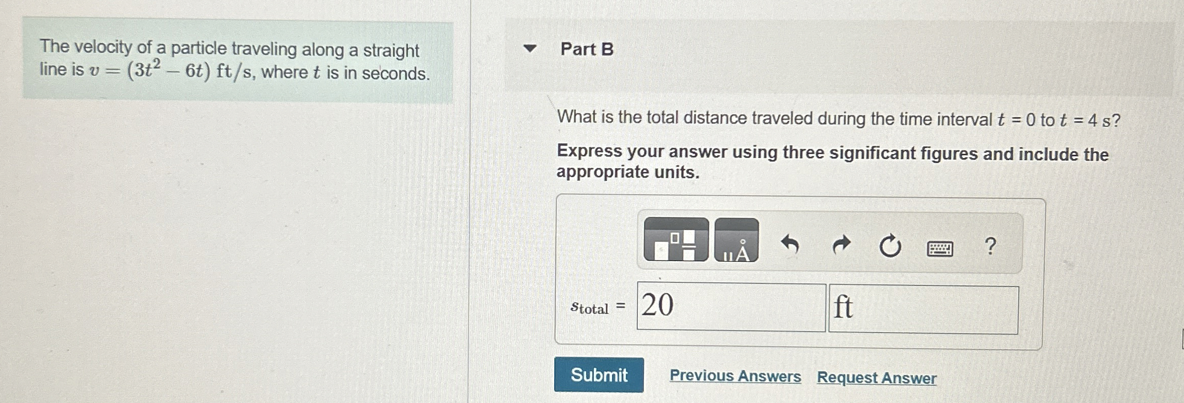The velocity of a particle traveling along a