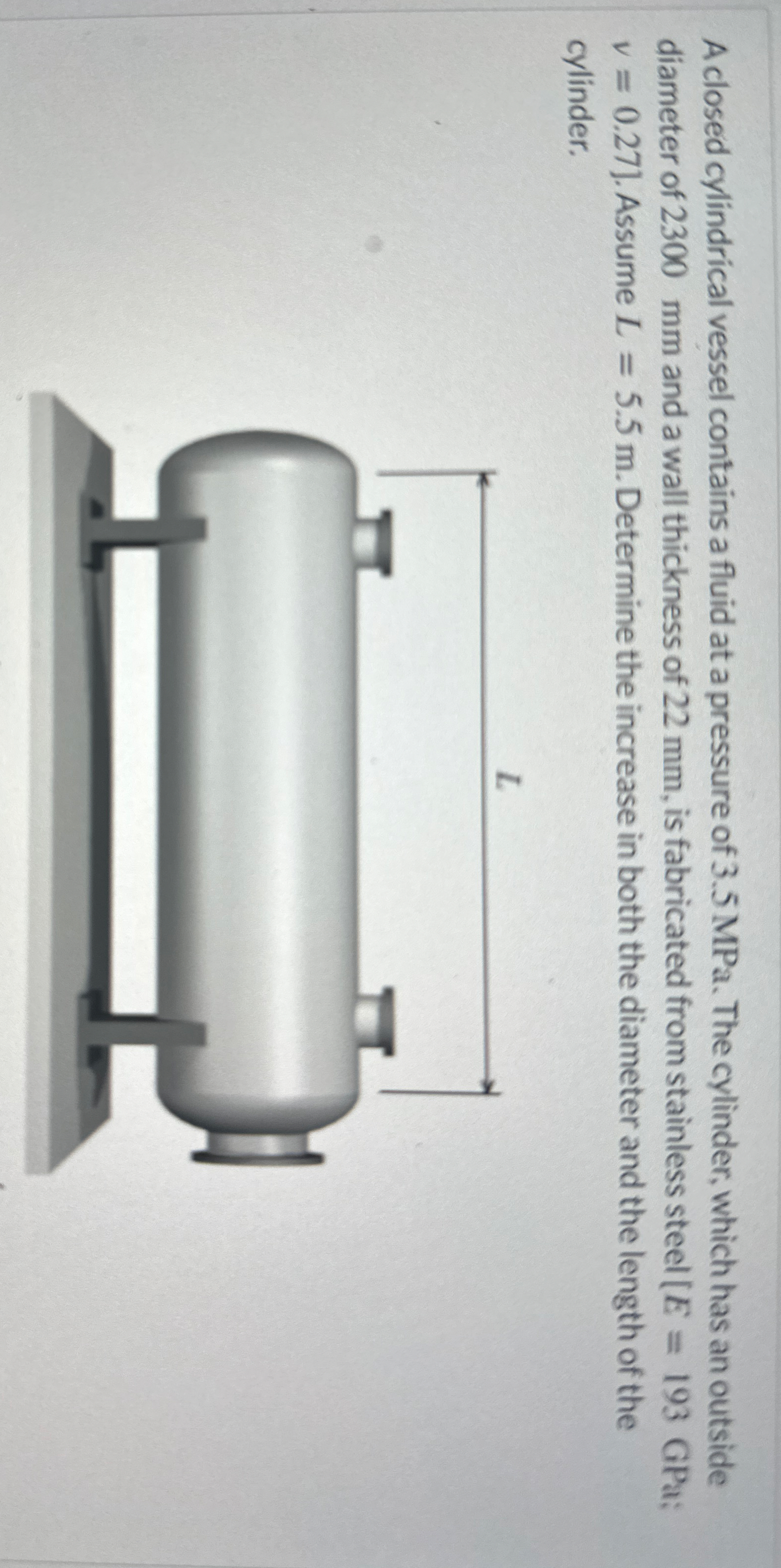 A closed cylindrical vessel contains a fluid at a
