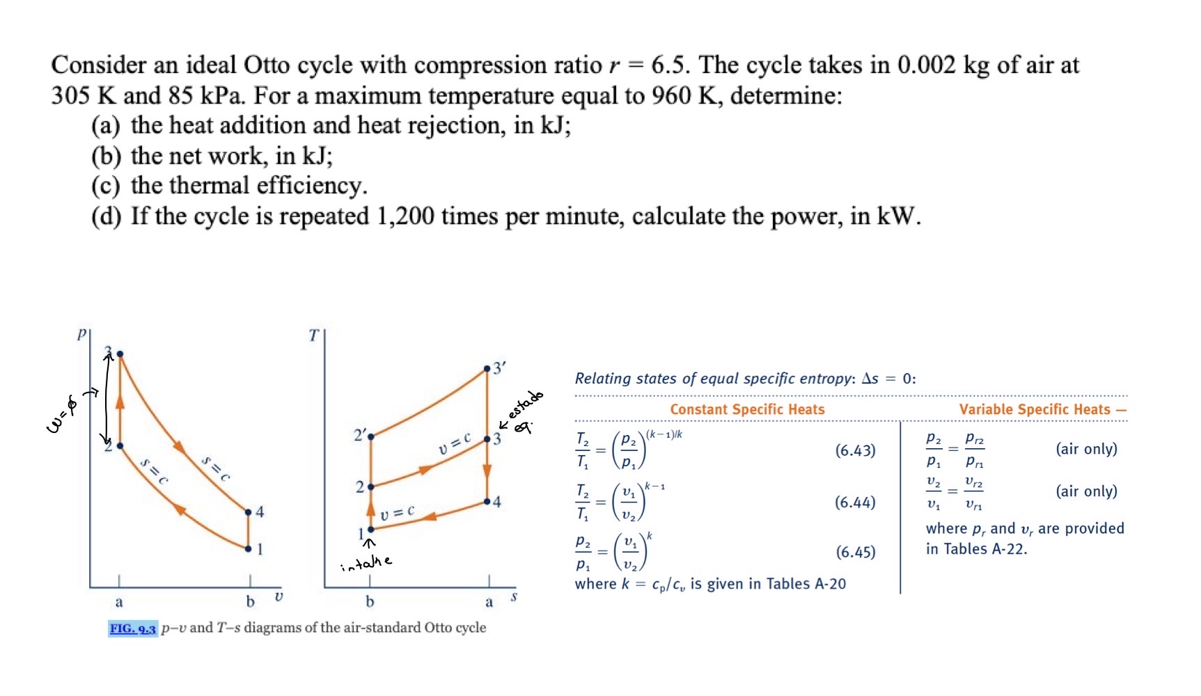 FIG. 9 . 3 p - v and T - s diagrams of the air -