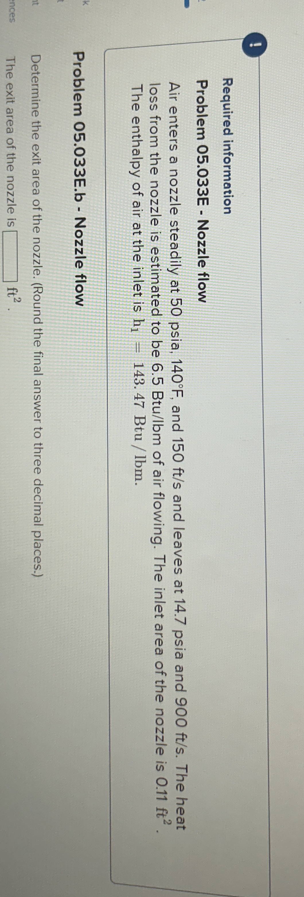 Required information Problem 0 5 . 0 3 3 E -