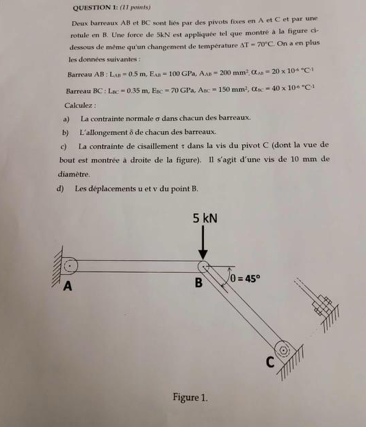 QUESTION 1 : ( 1 1 points ) Deux barreaux A B et