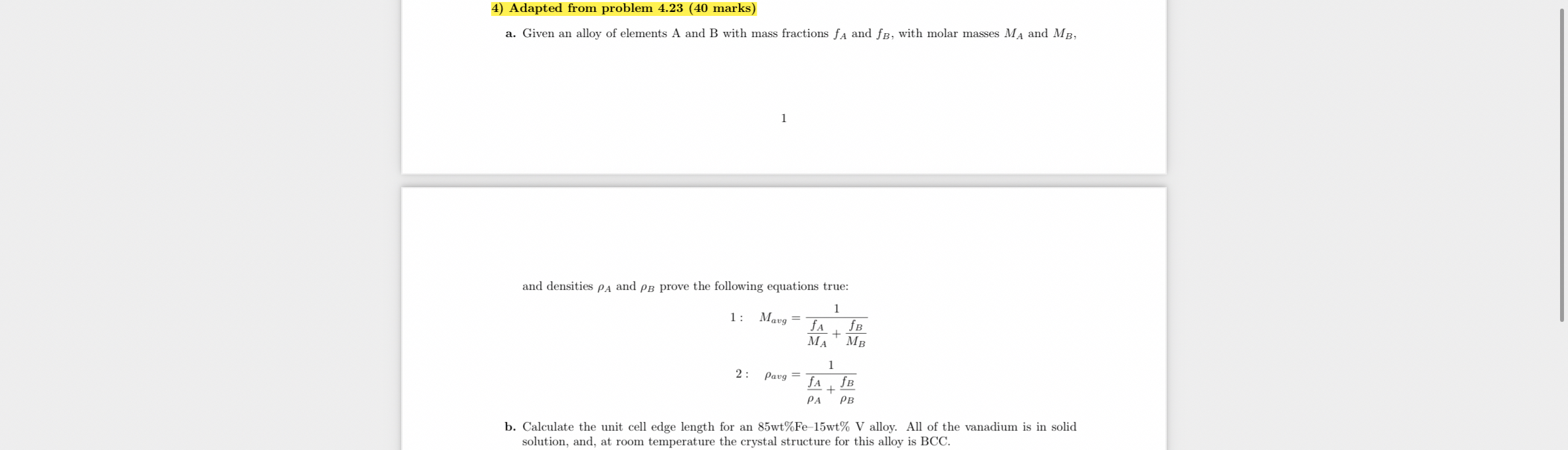 Adapted from problem 4 . 2 3 ( 4 0 marks ) a .