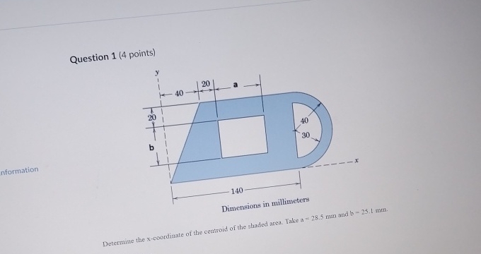 Question 1 ( 4 points ) Dimensions in millimeters