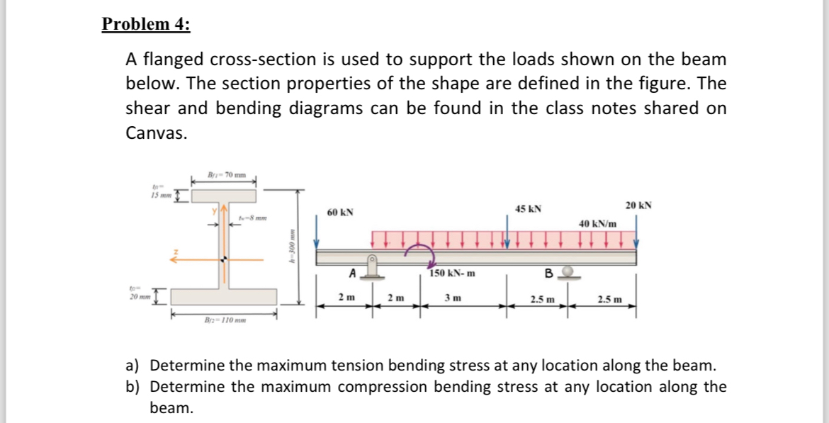 Problem 4 : A flanged cross - section is used to