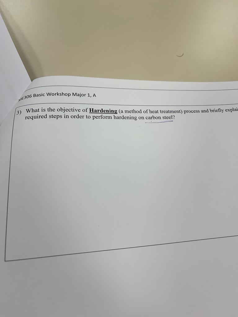 ME 3 O 6 Basic Workshop Major 1 , A What is the