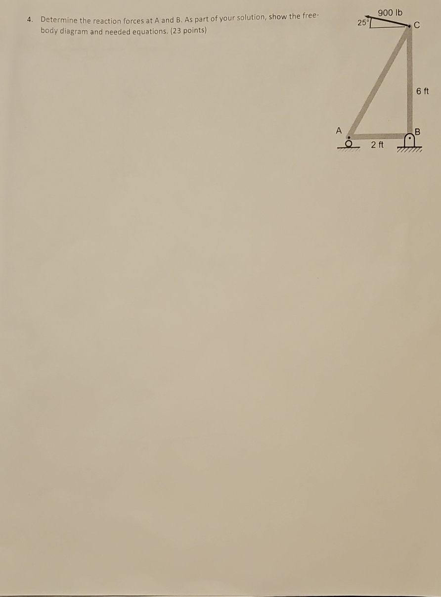 Determine the reaction forces at A and B . As