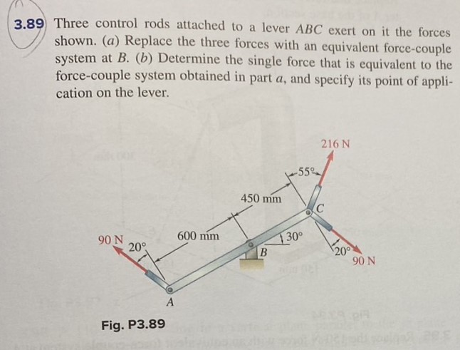 Three control rods attached to a lever ABC exert