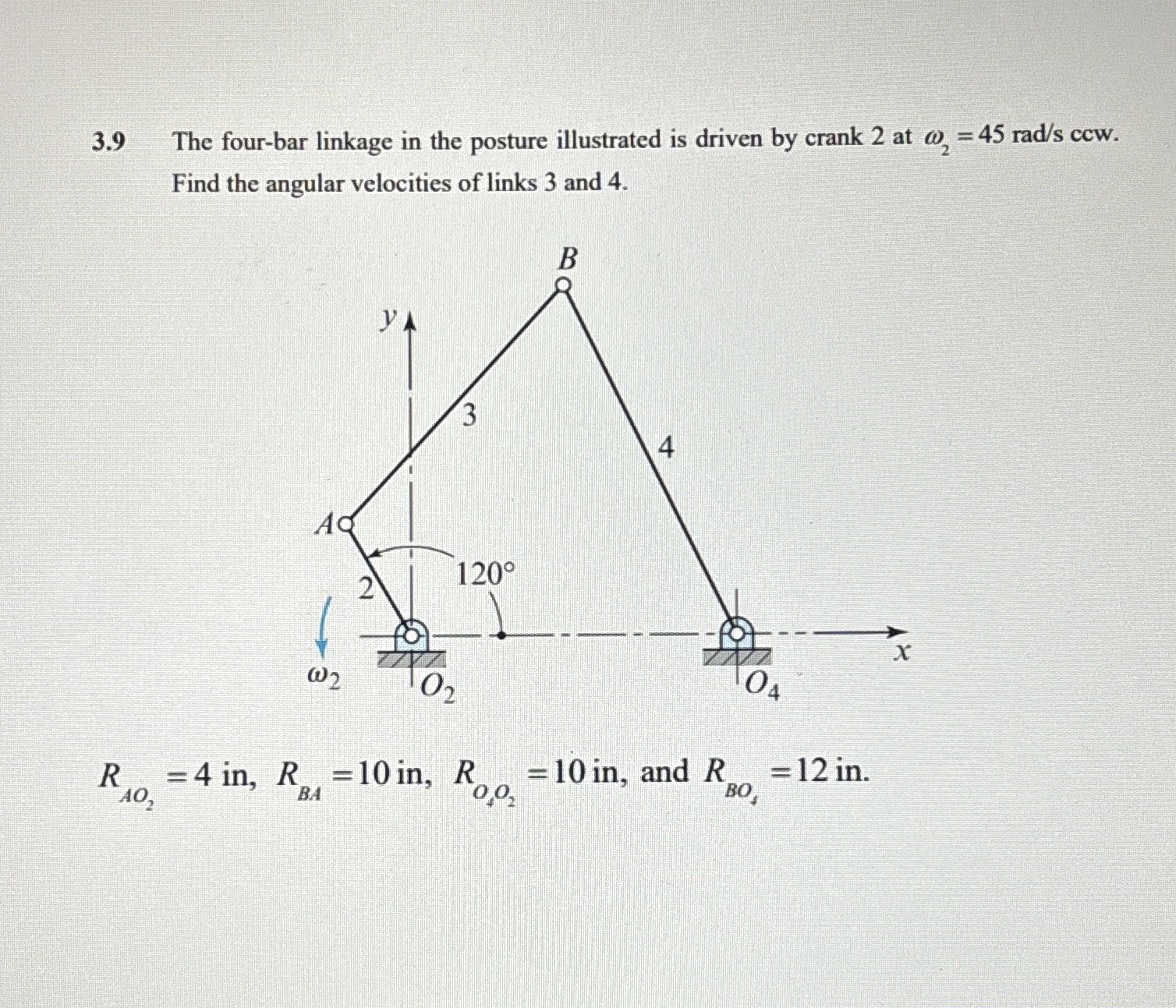 3 . 9 The four - bar linkage in the posture
