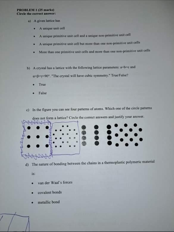 PROBLEM 1 ( 2 5 marks ) Circle the correct
