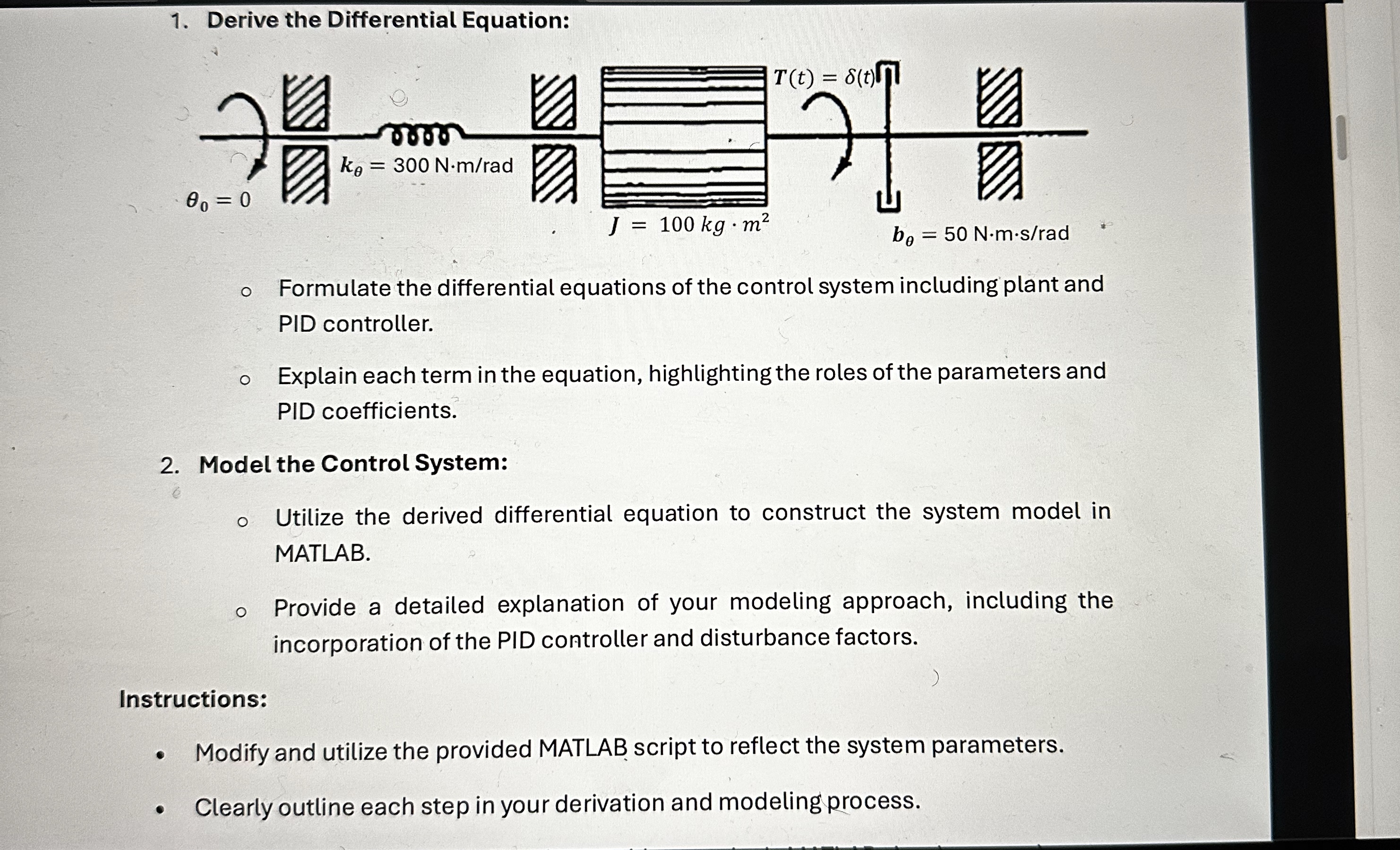 Model the Control System: Utilize the derived