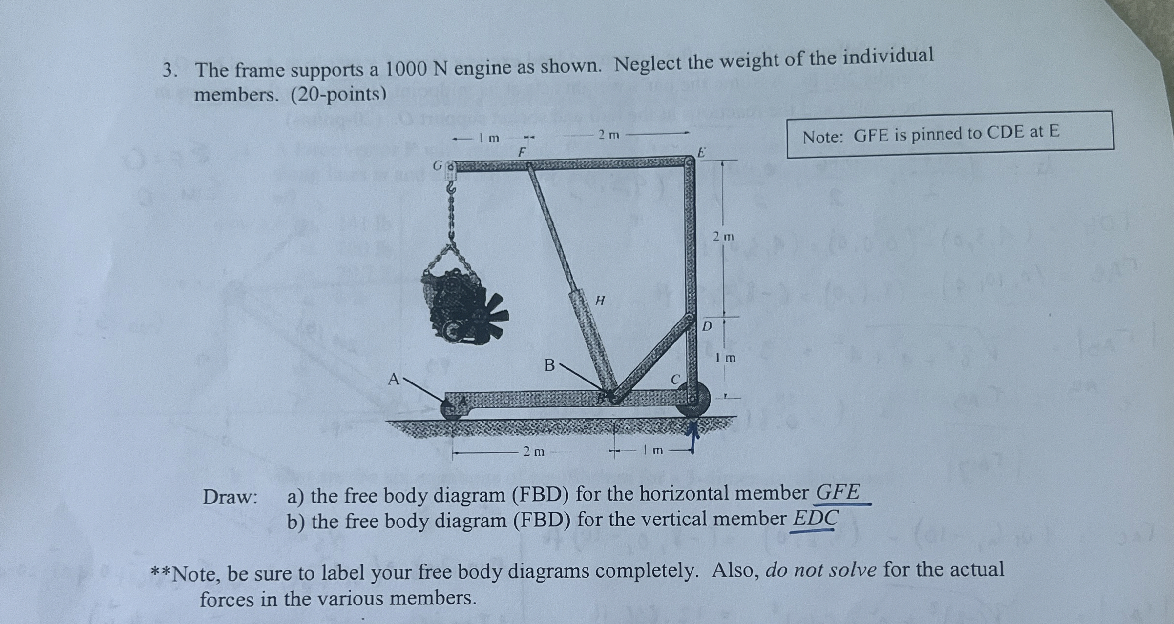 The frame supports a 1 0 0 0 N engine as shown.