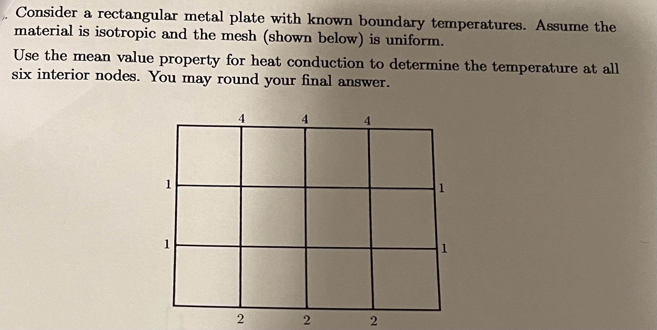 Consider a rectangular metal plate with known