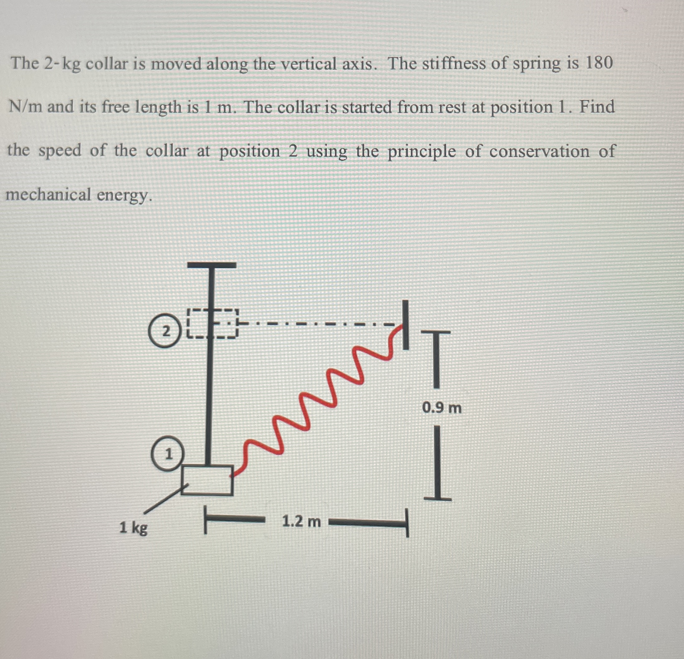 The 2 - k g collar is moved along the vertical