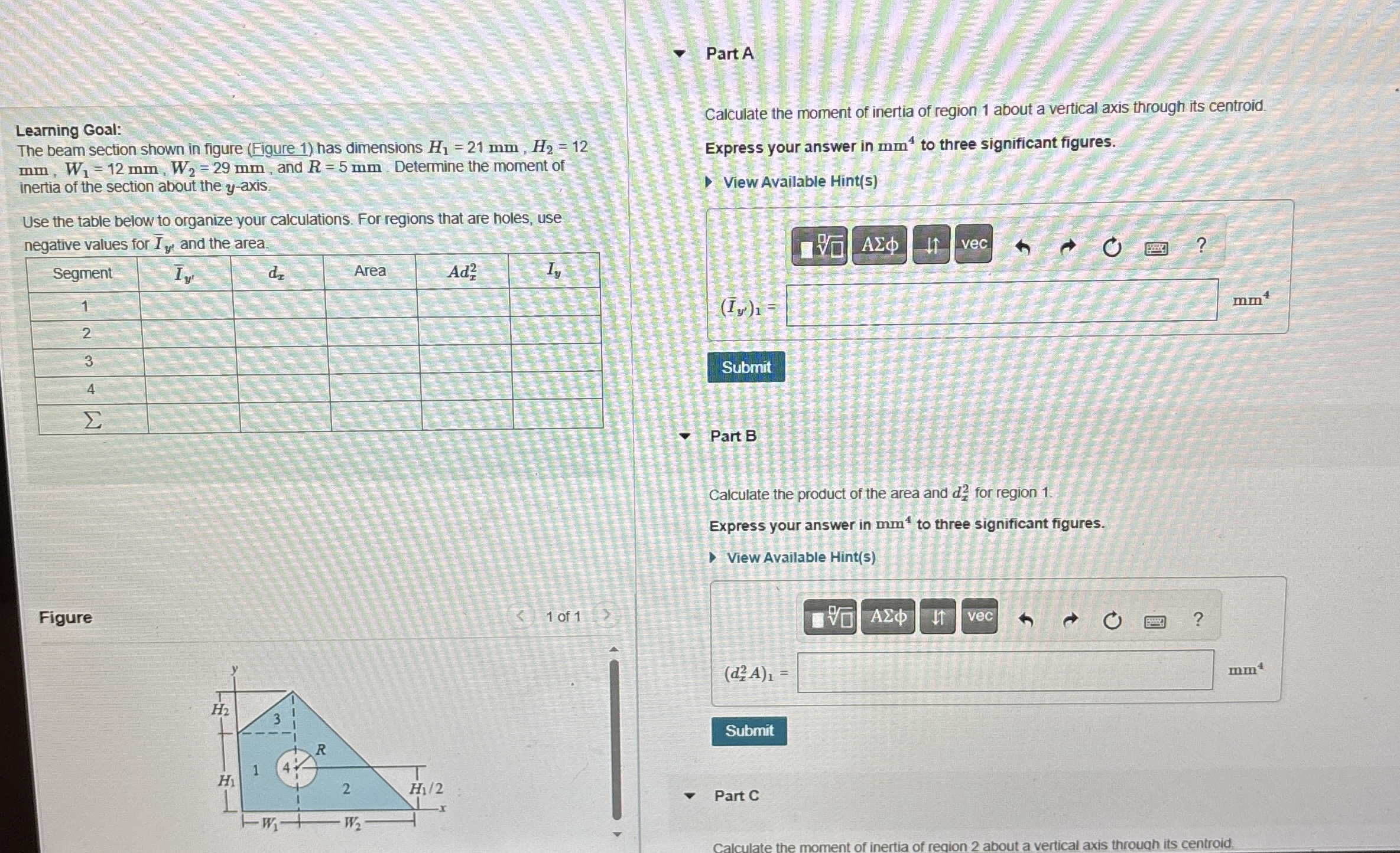 Part A Learning Goal: The beam section shown in