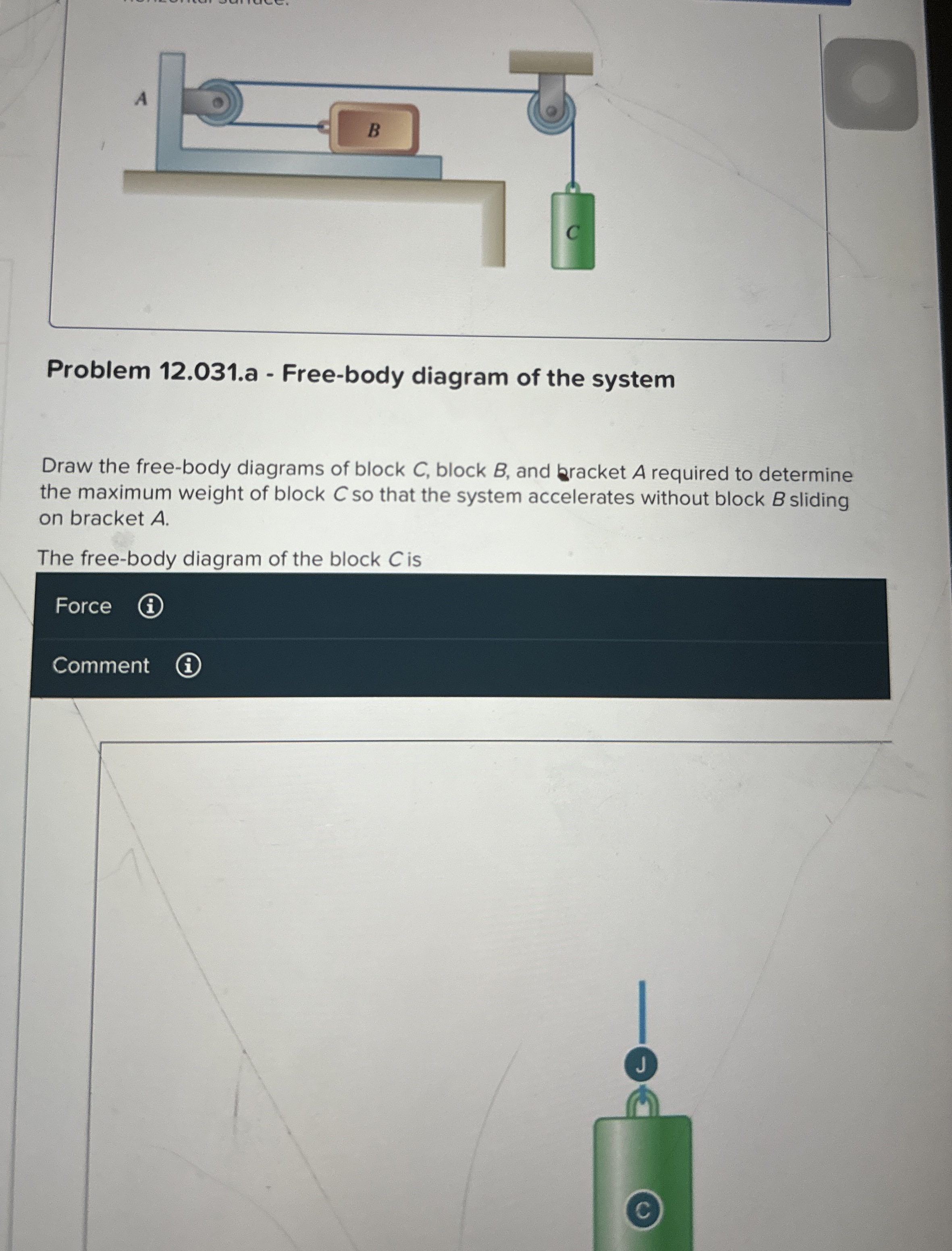 Problem 1 2 . 0 3 1 . a - Free - body diagram of