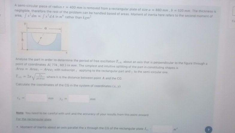 A semi - circular piece of radius r = 4 0 0 m m