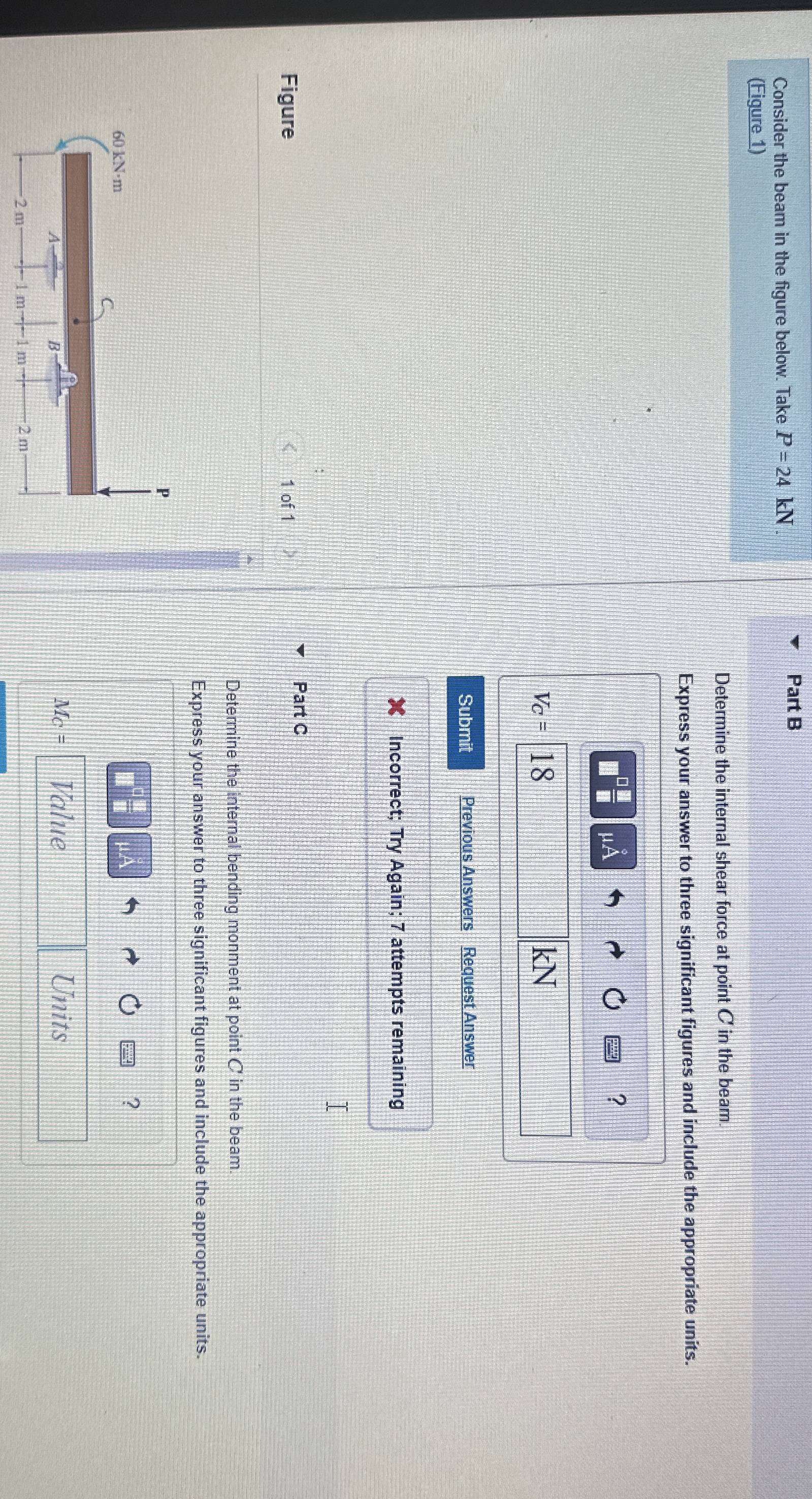 Consider the beam in the figure below. Take P = 2