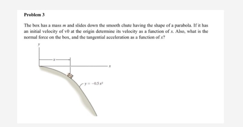 Problem 3 The box has a mass m and slides down