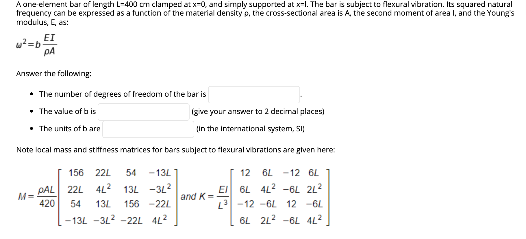 what is the number of freedom and the unit of b