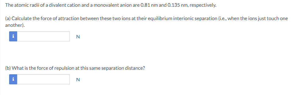 The atomic radii of a divalent cation and a