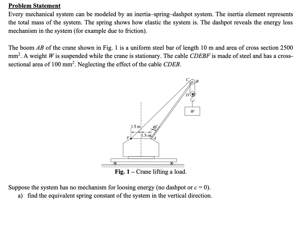 Problem Statement Every mechanical system can be