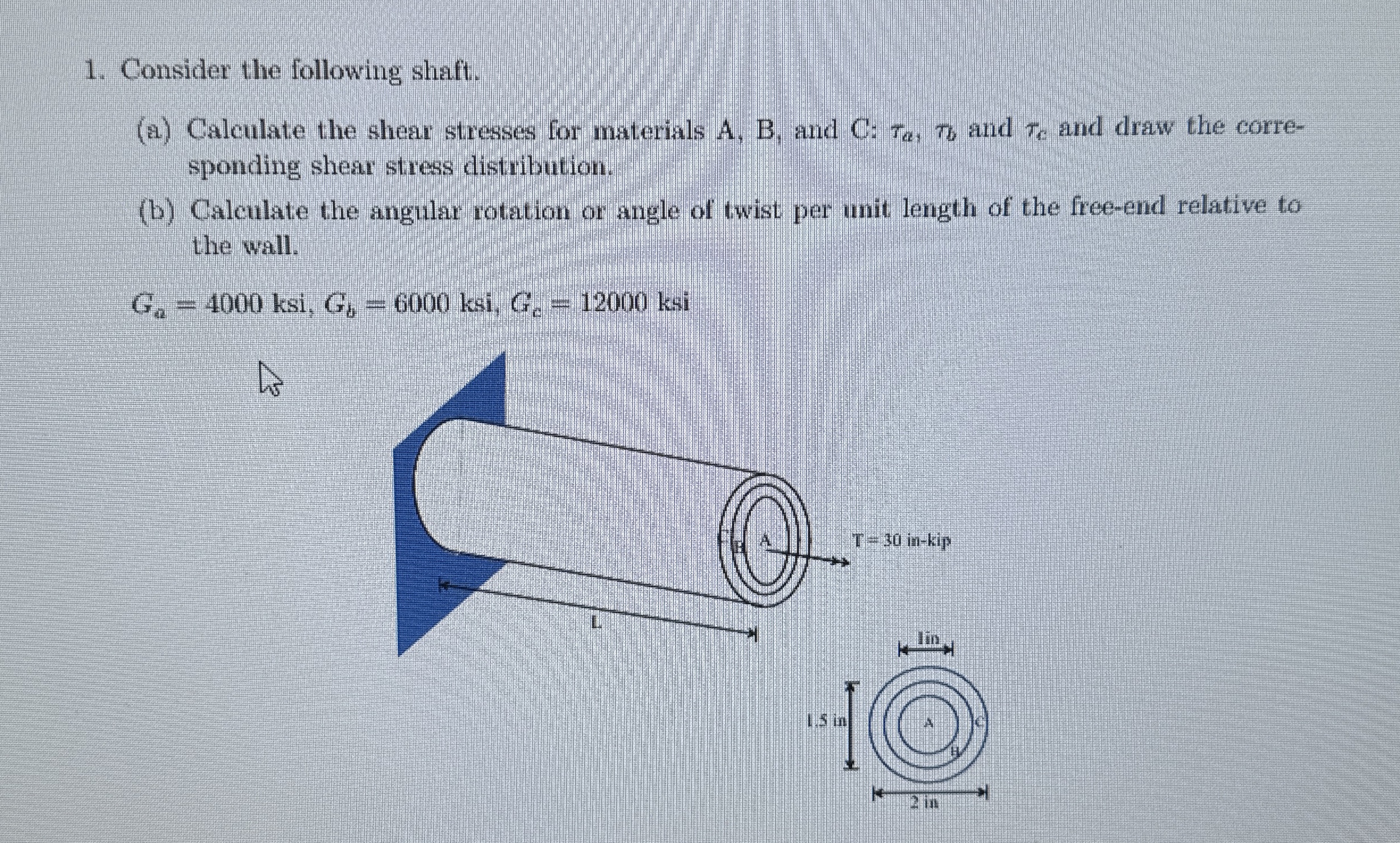Consider the following shaft. ( a ) Calculate the