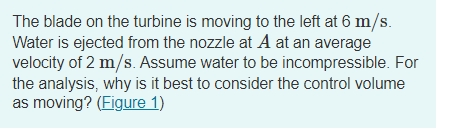 The blade on the turbine is moving to the left at