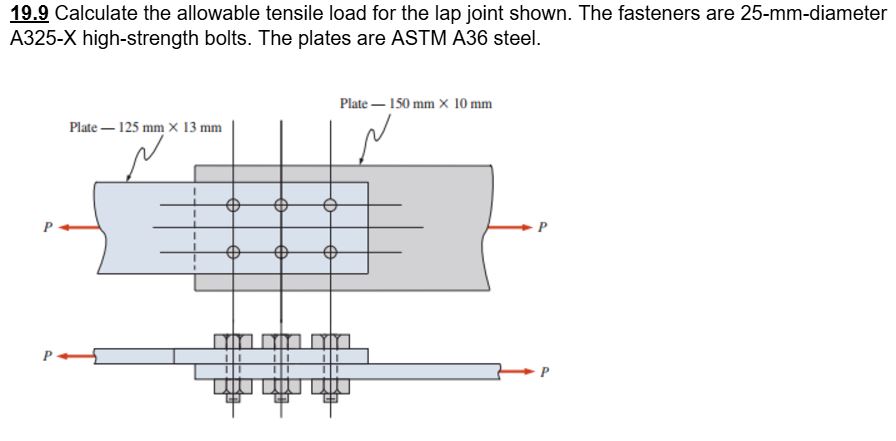 1 9 . 9 Calculate the allowable tensile load for