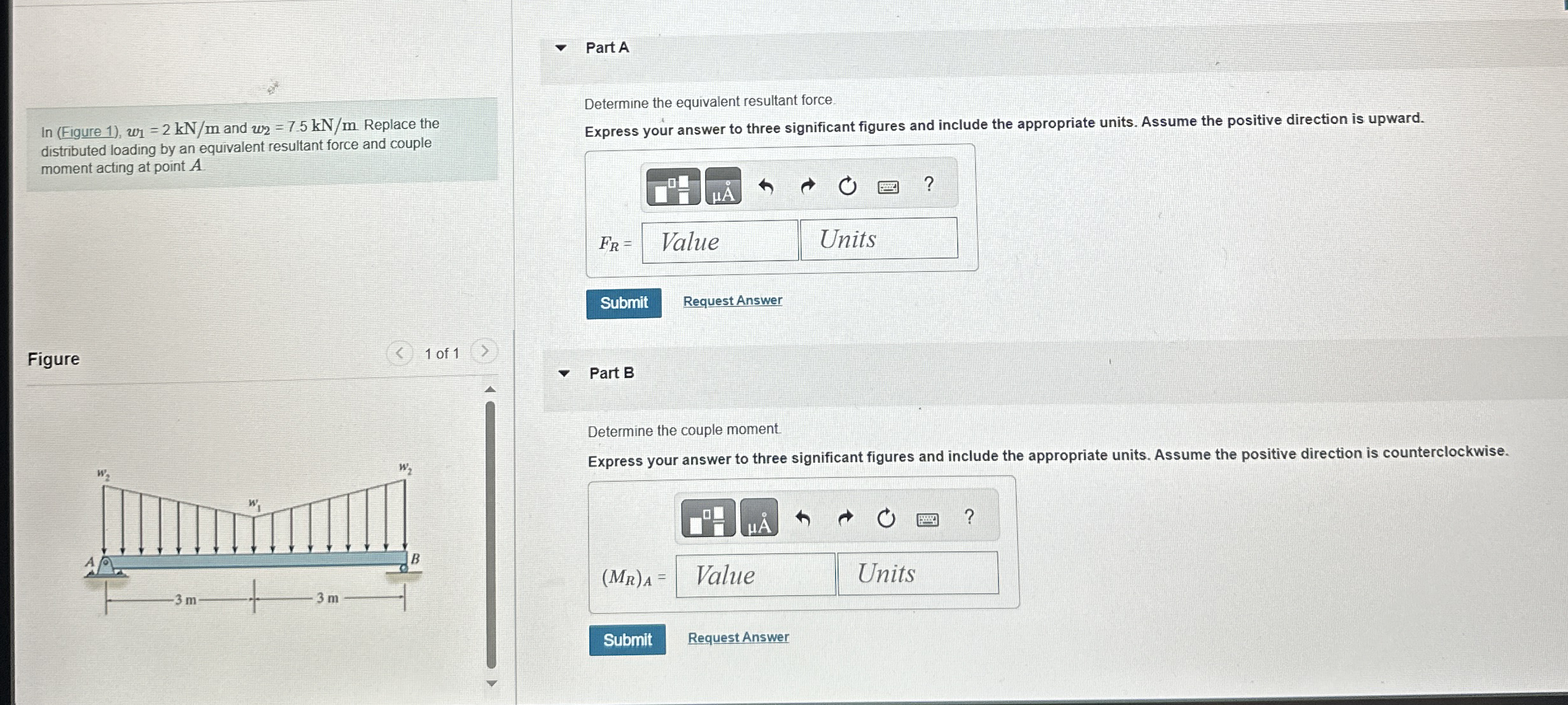 In ( Figure 1 ) , w 1 = 2 k N m and w 2 = 7 . 5 k