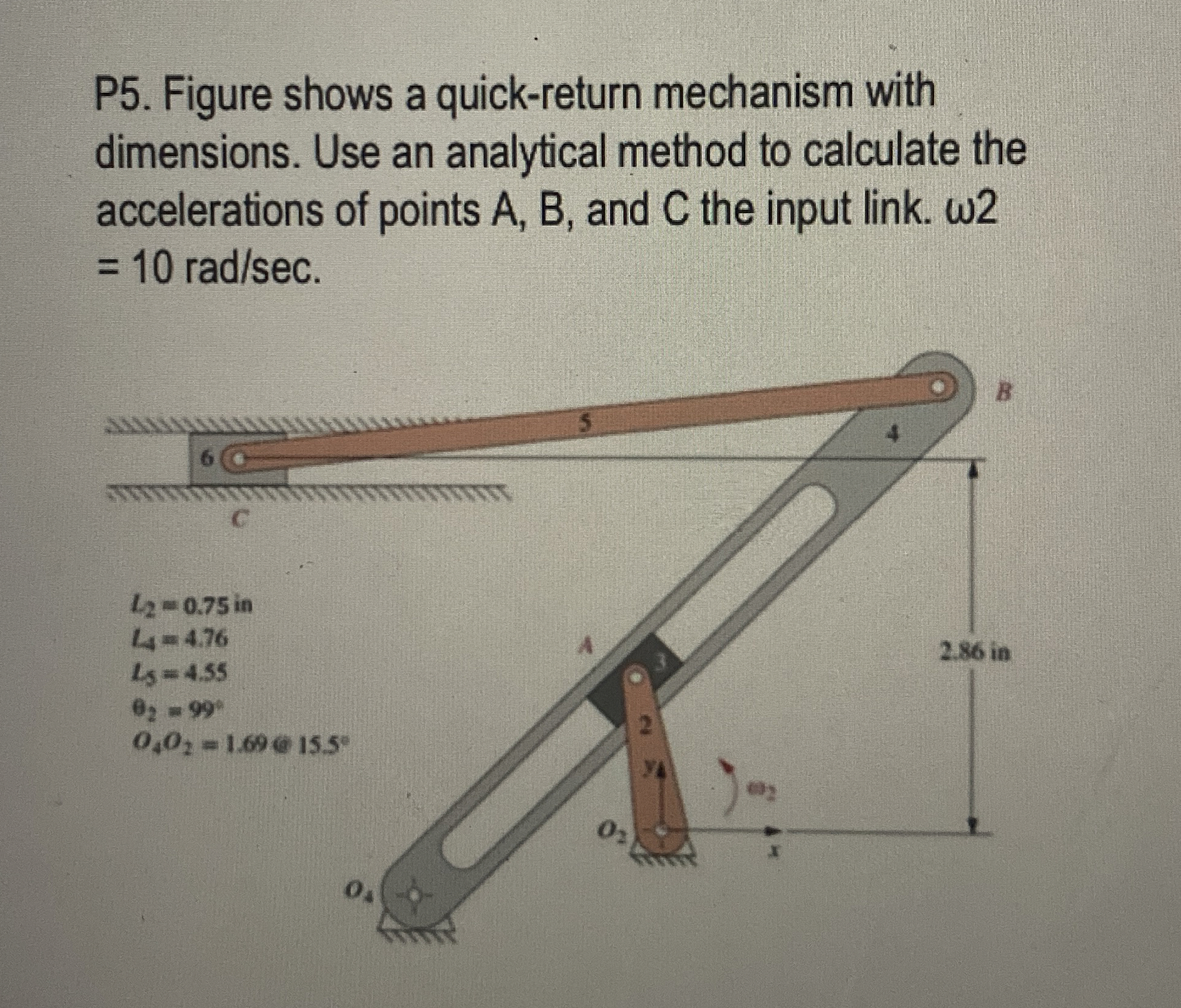 P 5 . Figure shows a quick - return mechanism