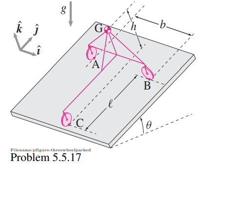 A 3 - wheeled robot with mass m is parked on a