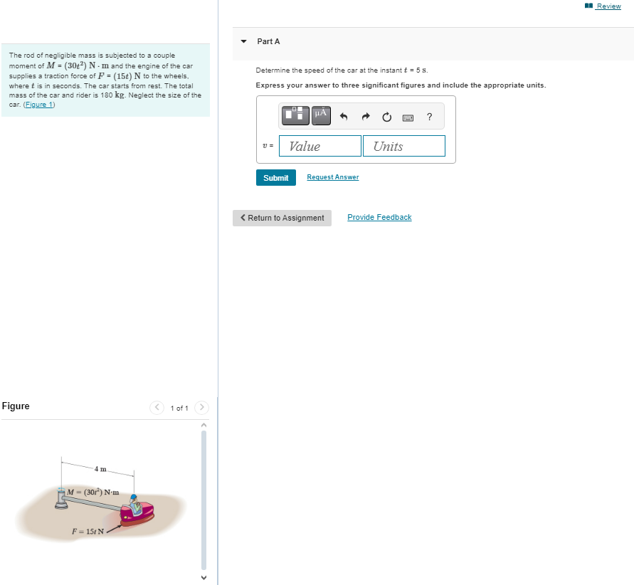 The rod of negligible mass is subjected to a