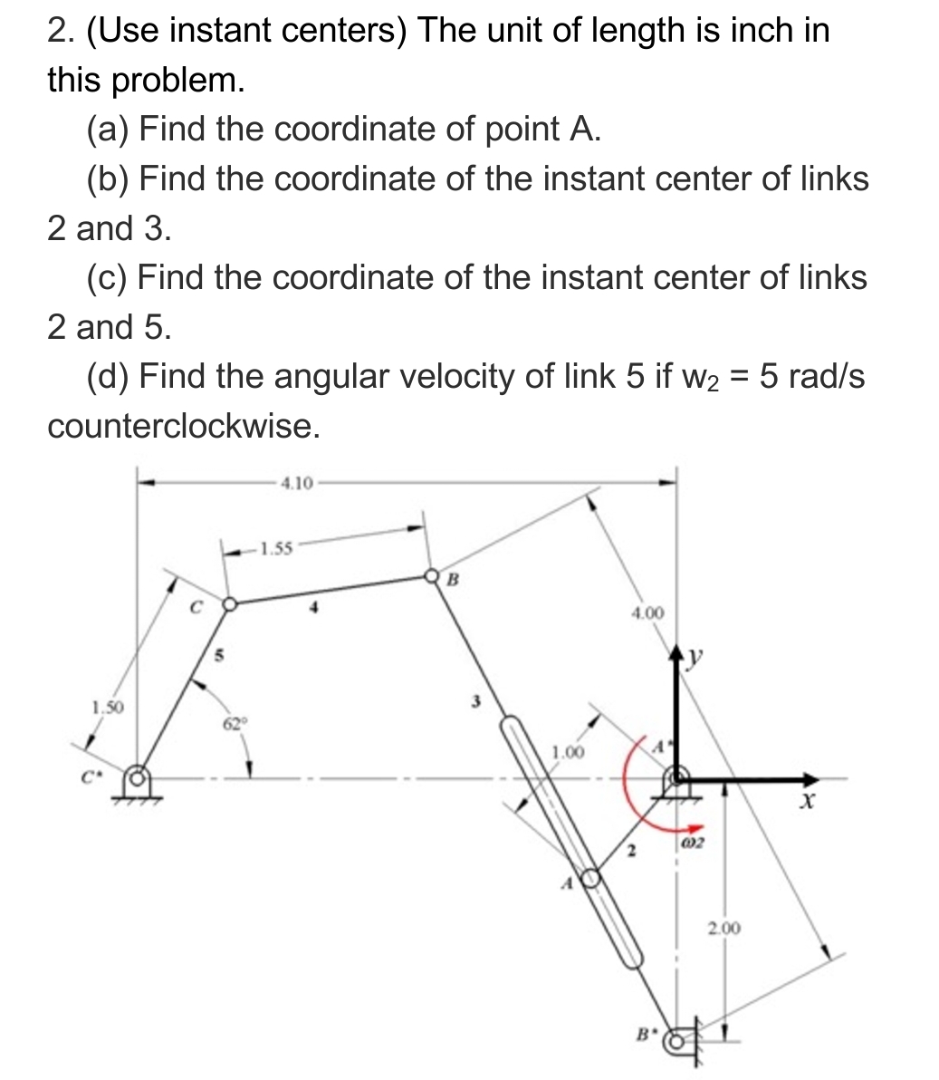 ( Use instant centers ) The unit of length is