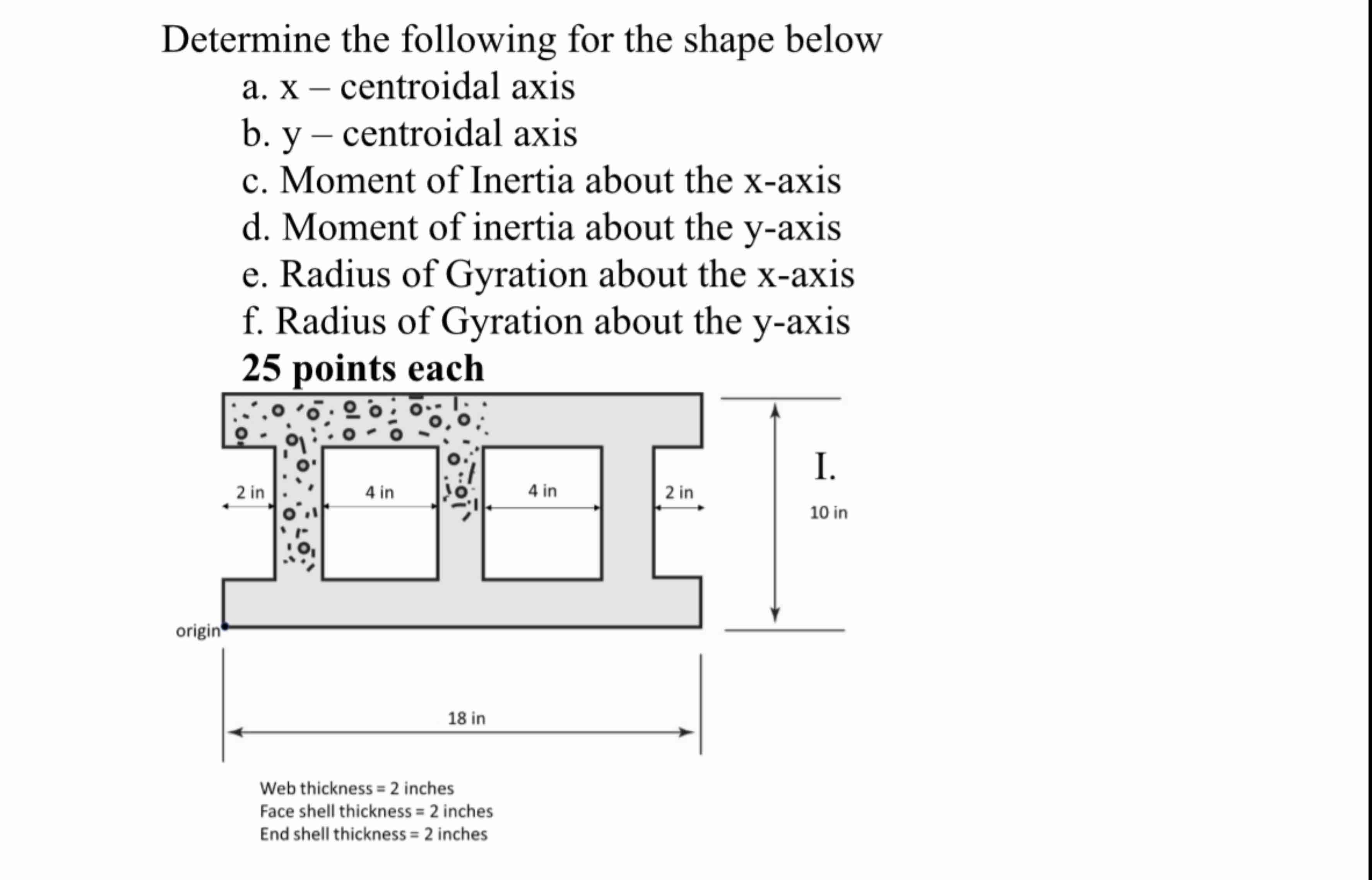Determine the following for the shape below a . \