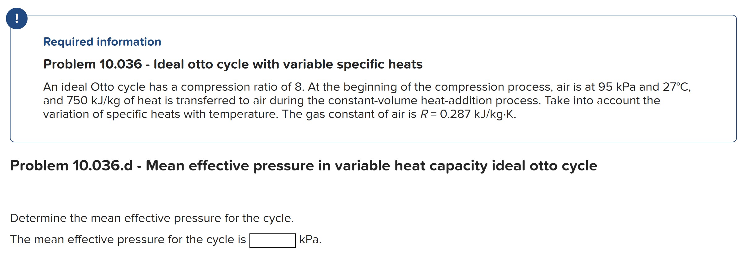 Problem 1 0 . 0 3 6 . d - Mean effective pressure
