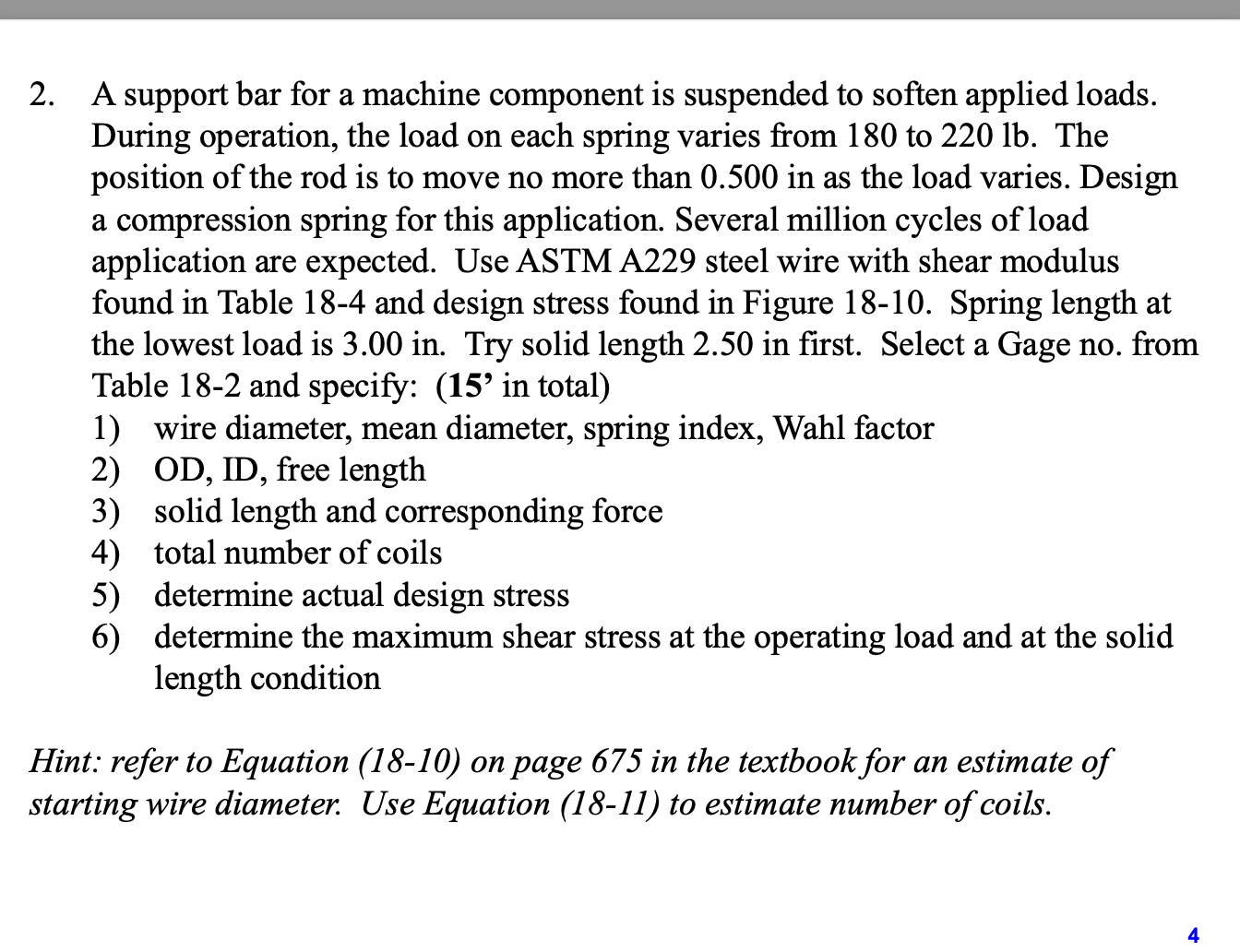 A support bar for a machine component is