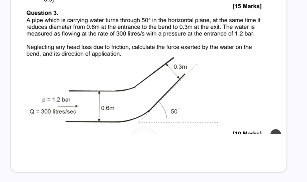 Question 3 . [ 1 5 Marks ] A pipe which is