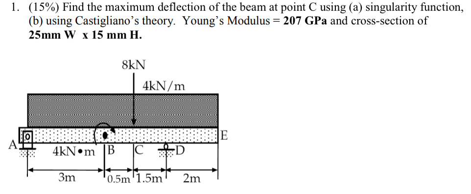 ( 1 5 % ) Find the maximum deflection of the beam